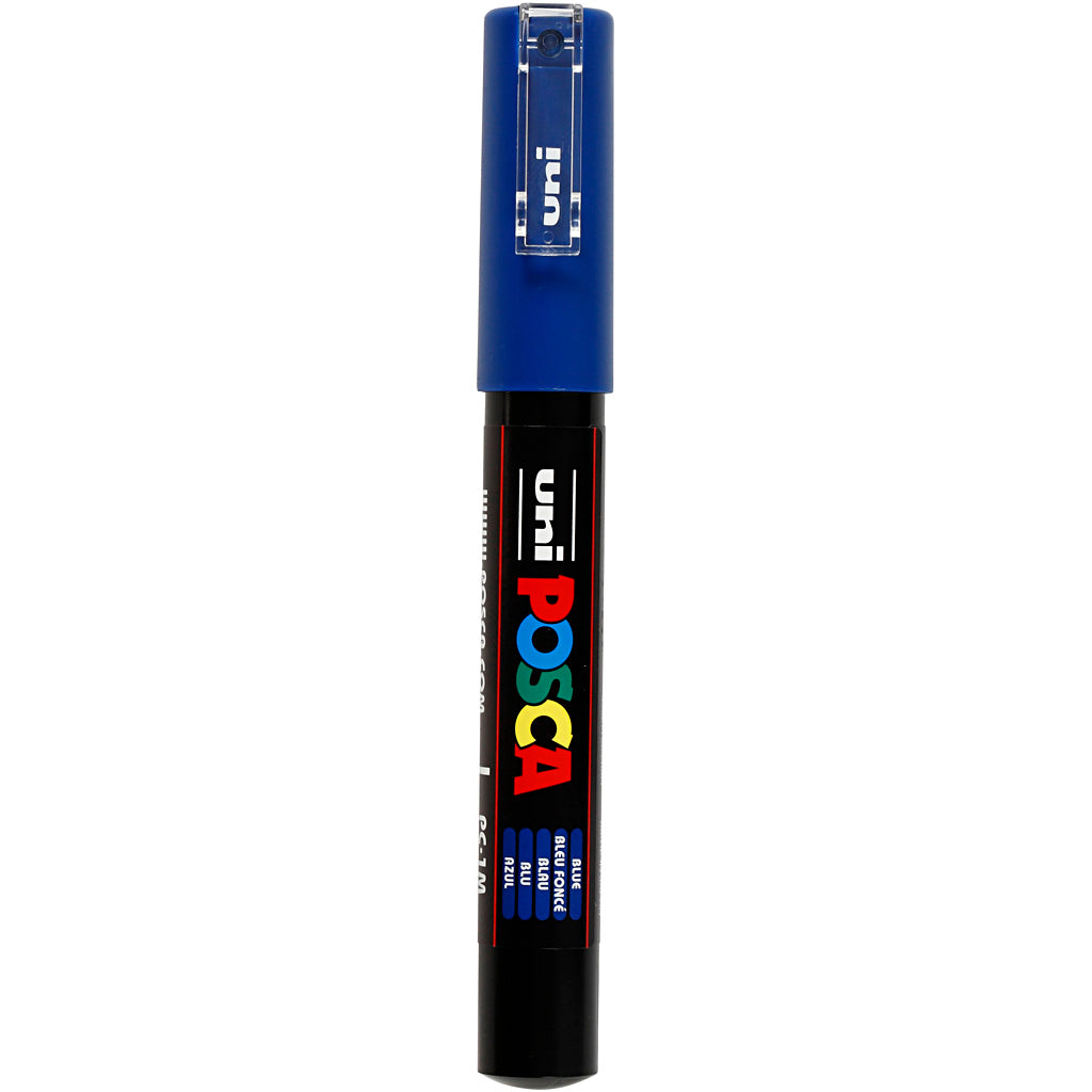 Uni-posca posca marker, size pc-1m, line width 0.7 mm, extra-fine, blue, 1 piece