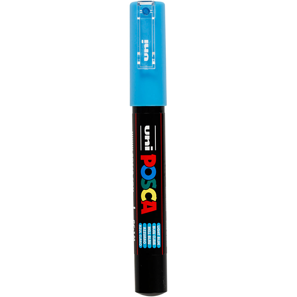 Uni-posca posca marker, size pc-1m, line width 0.7 mm, extra-fine, light blue, 1 piece