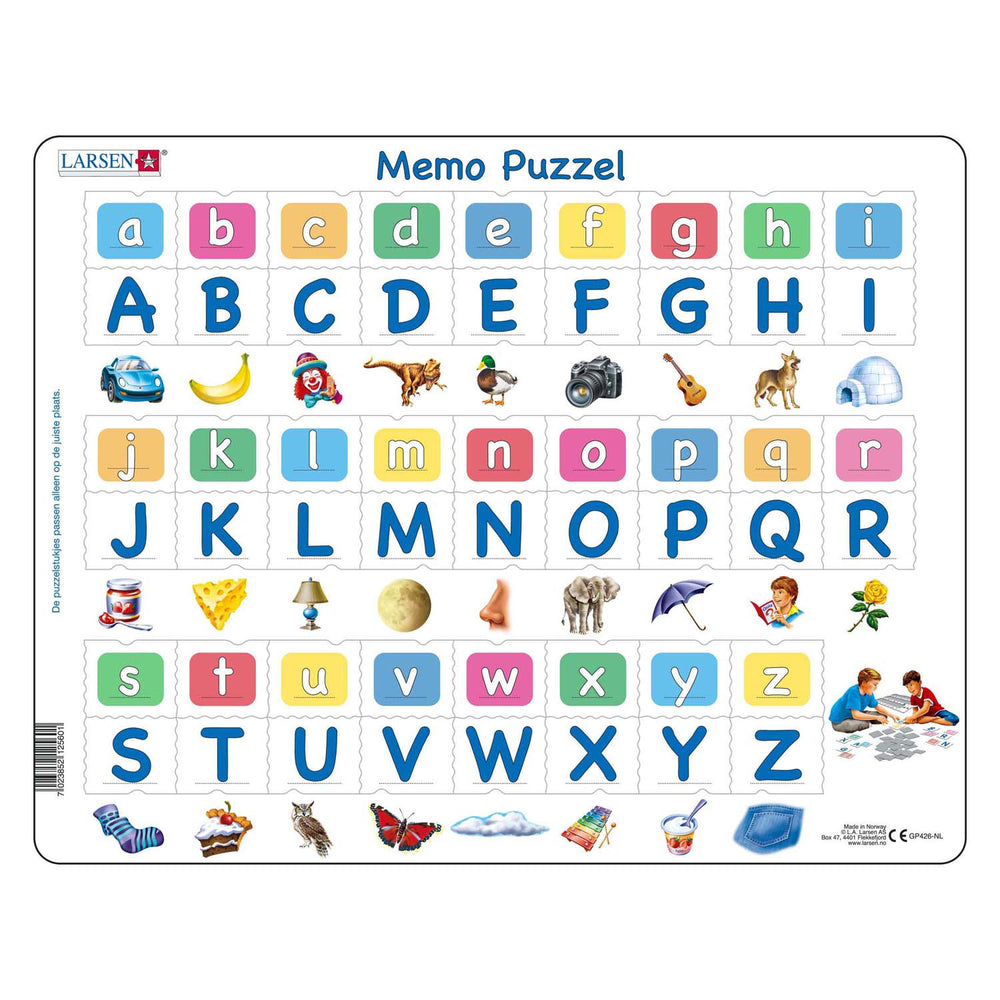 Selecta Larsen Memo Puzzle Learning to Read - The Alphabet with Pictures, 52 pcs.