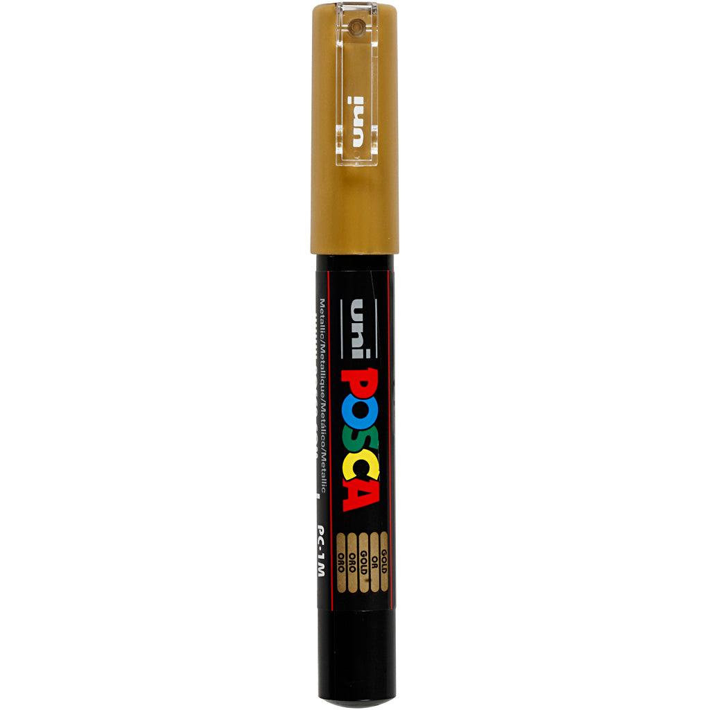 Uni-posca posca marker, size pc-1m, line width 0.7 mm, extra-fine, gold, 1 piece