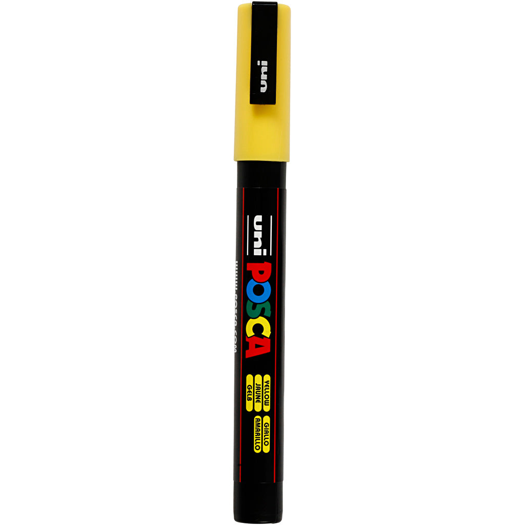 Uni-posca posca marker, size pc-3m, line width 0.9-1.3 mm, fine, yellow, 1 piece