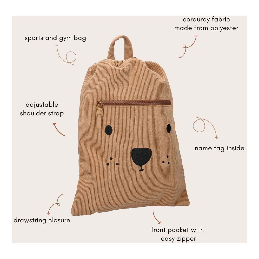 Kidzroom kuntosalilaukku prahan karhu innoissaan