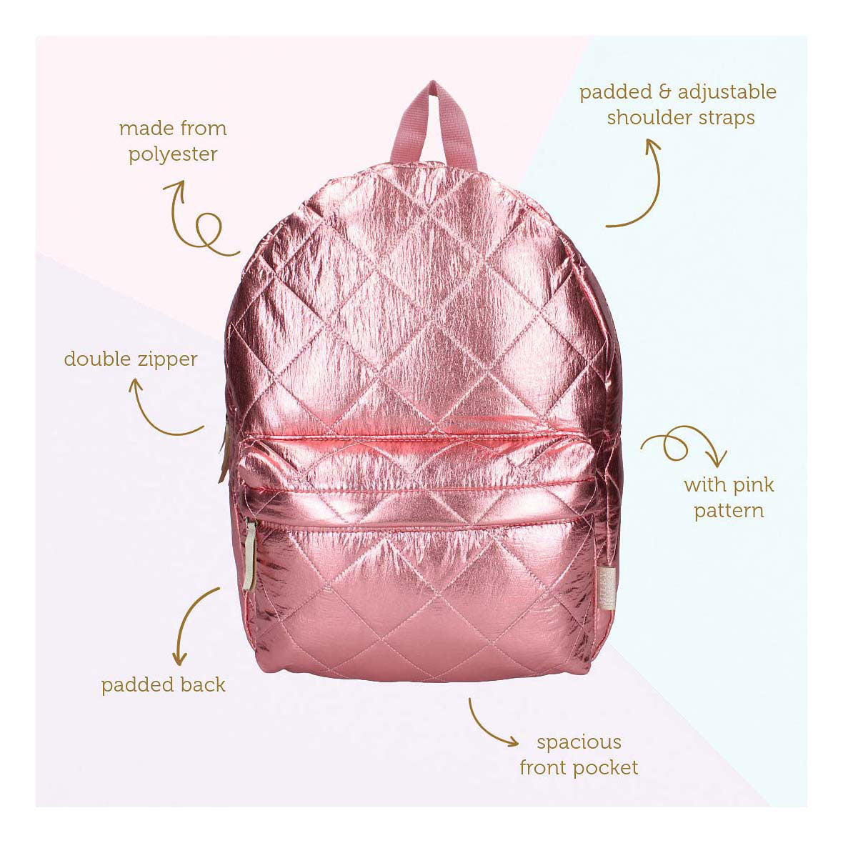 Mochila láctea mochila exuberante vida rosa metálica