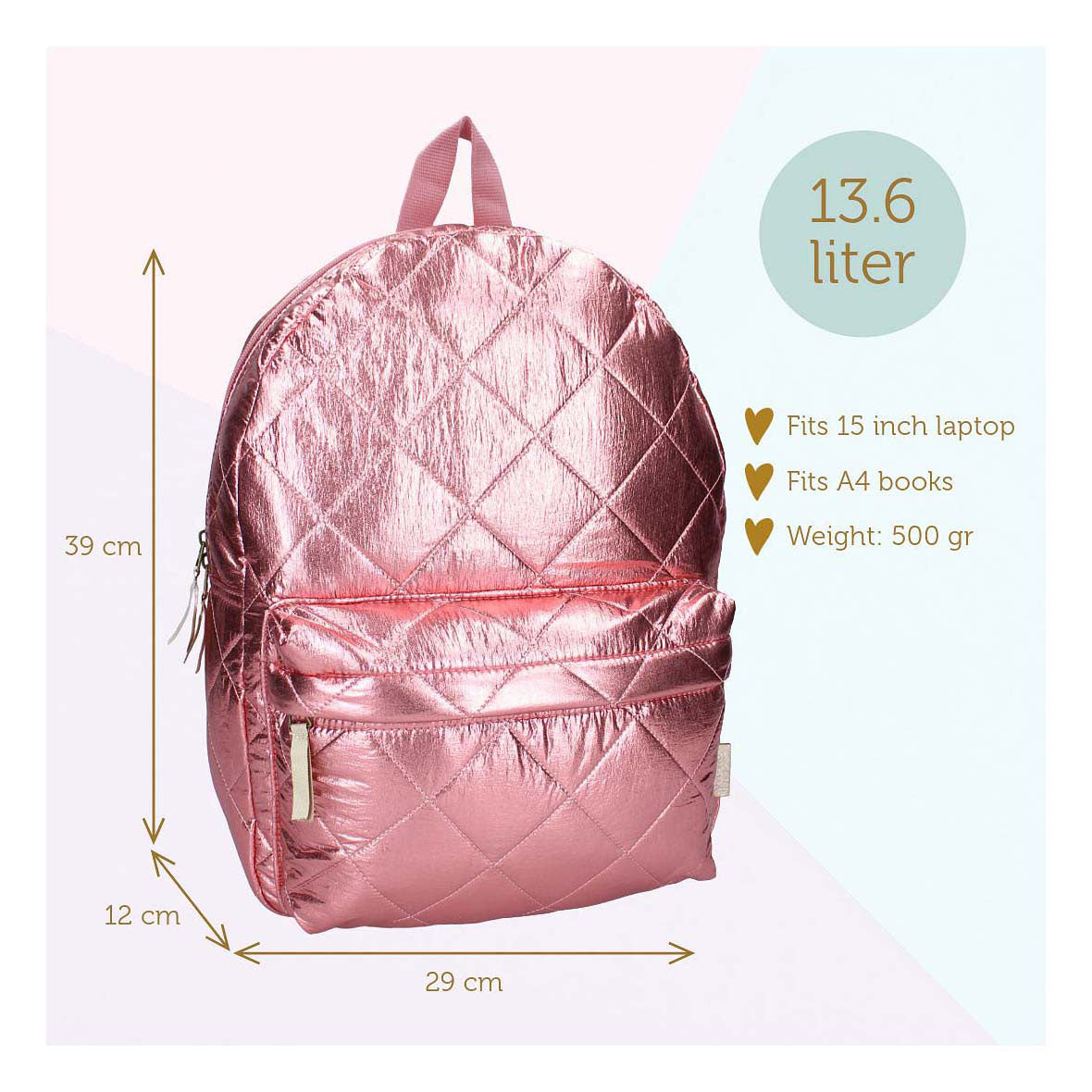 Mochila láctea mochila exuberante vida rosa metálica