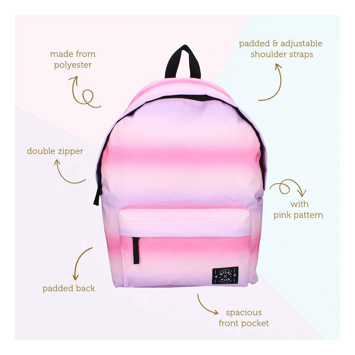 Mochila de beso lácteo empoderando rosa