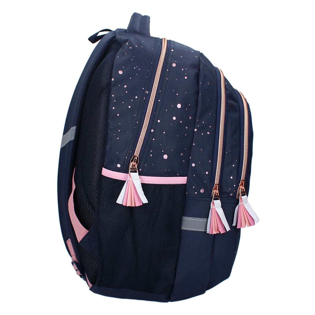 Milky kiss backpack divine days dark blue with pink dots, 3 compartments