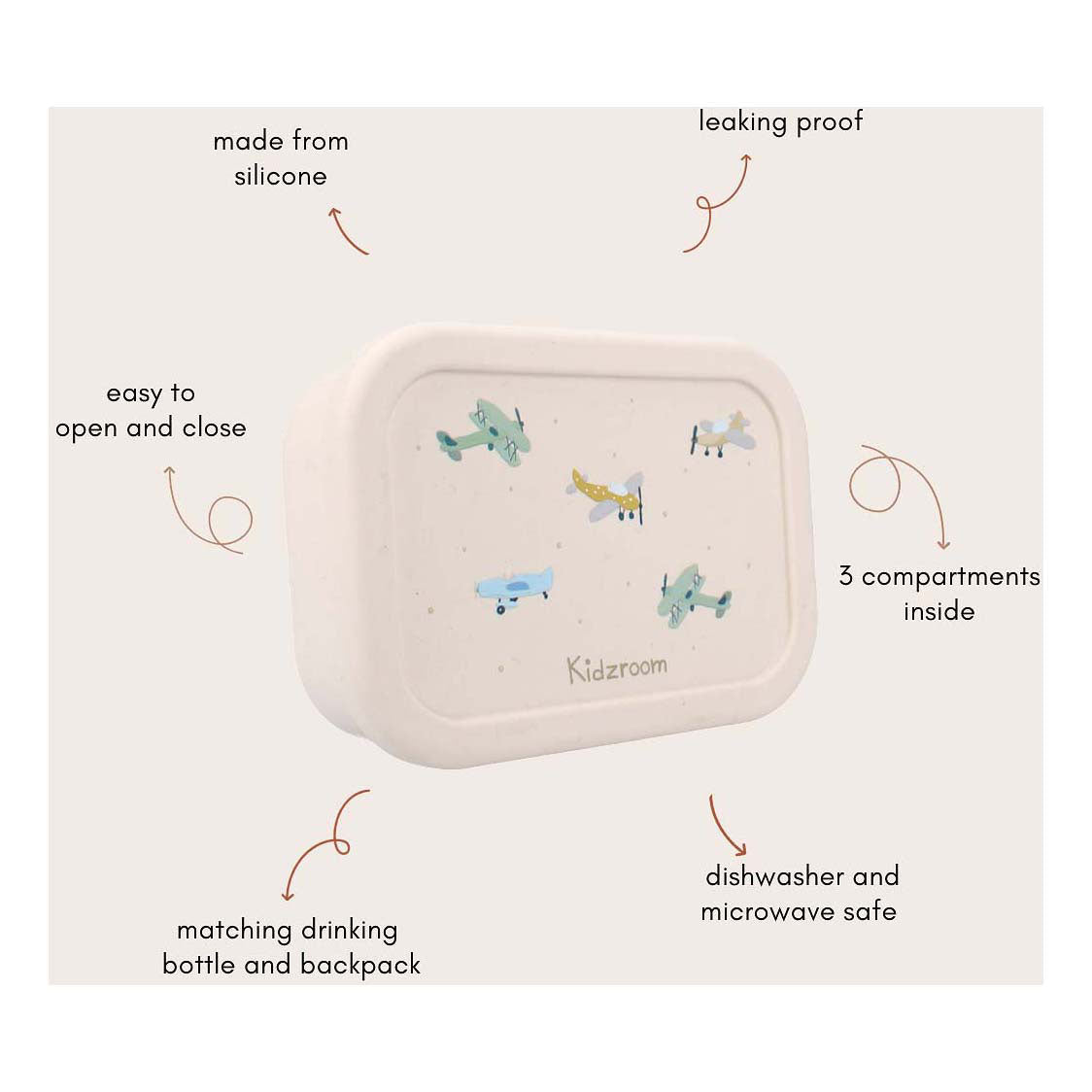 Kidzroom lunch box lovely lunch airplanes