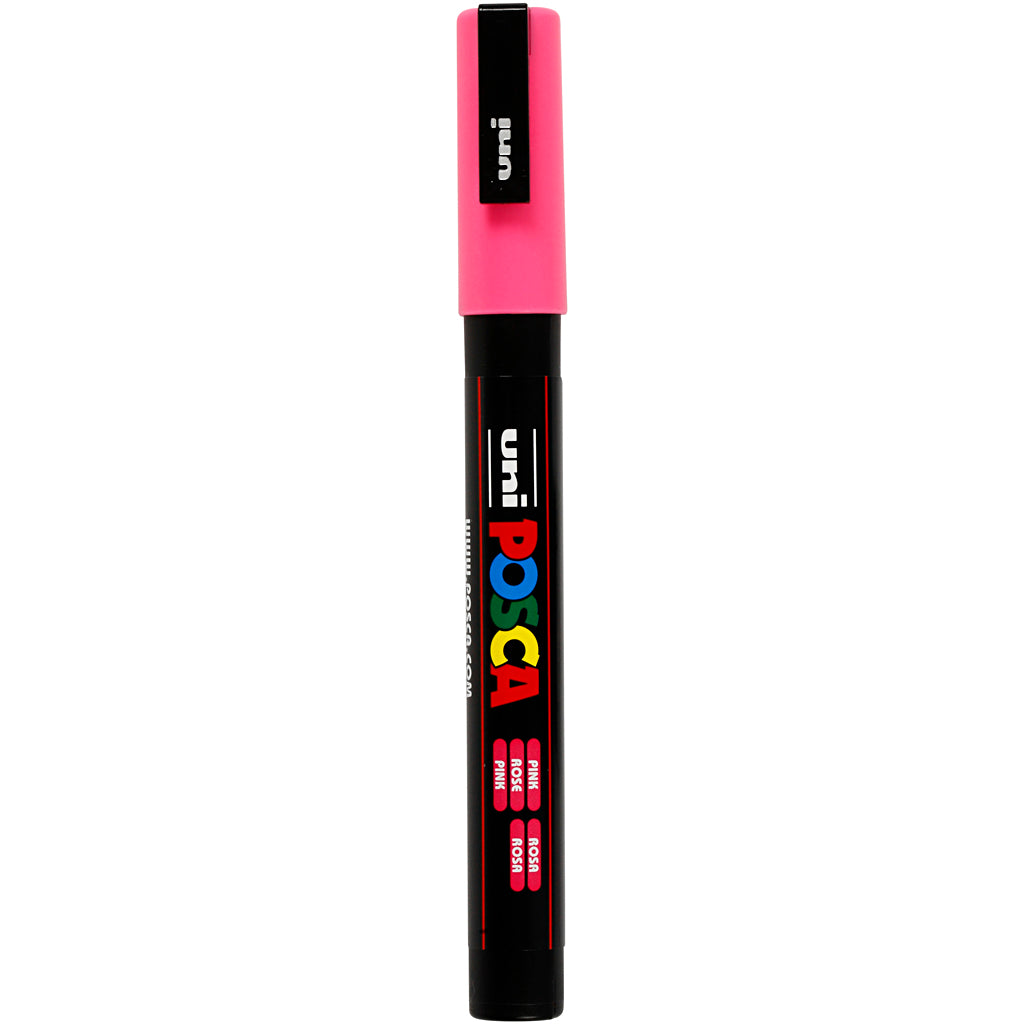 Uni-posca posca marker, size pc-3m, line width 0.9-1.3 mm, fine, pink, 1 piece