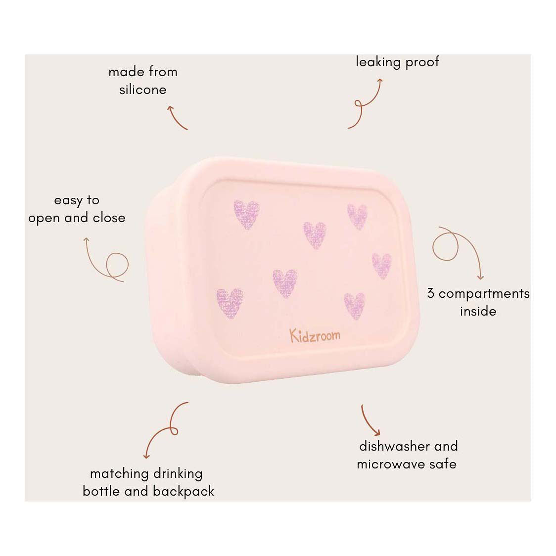 Kidzroom lunch box lovely lunch hearts