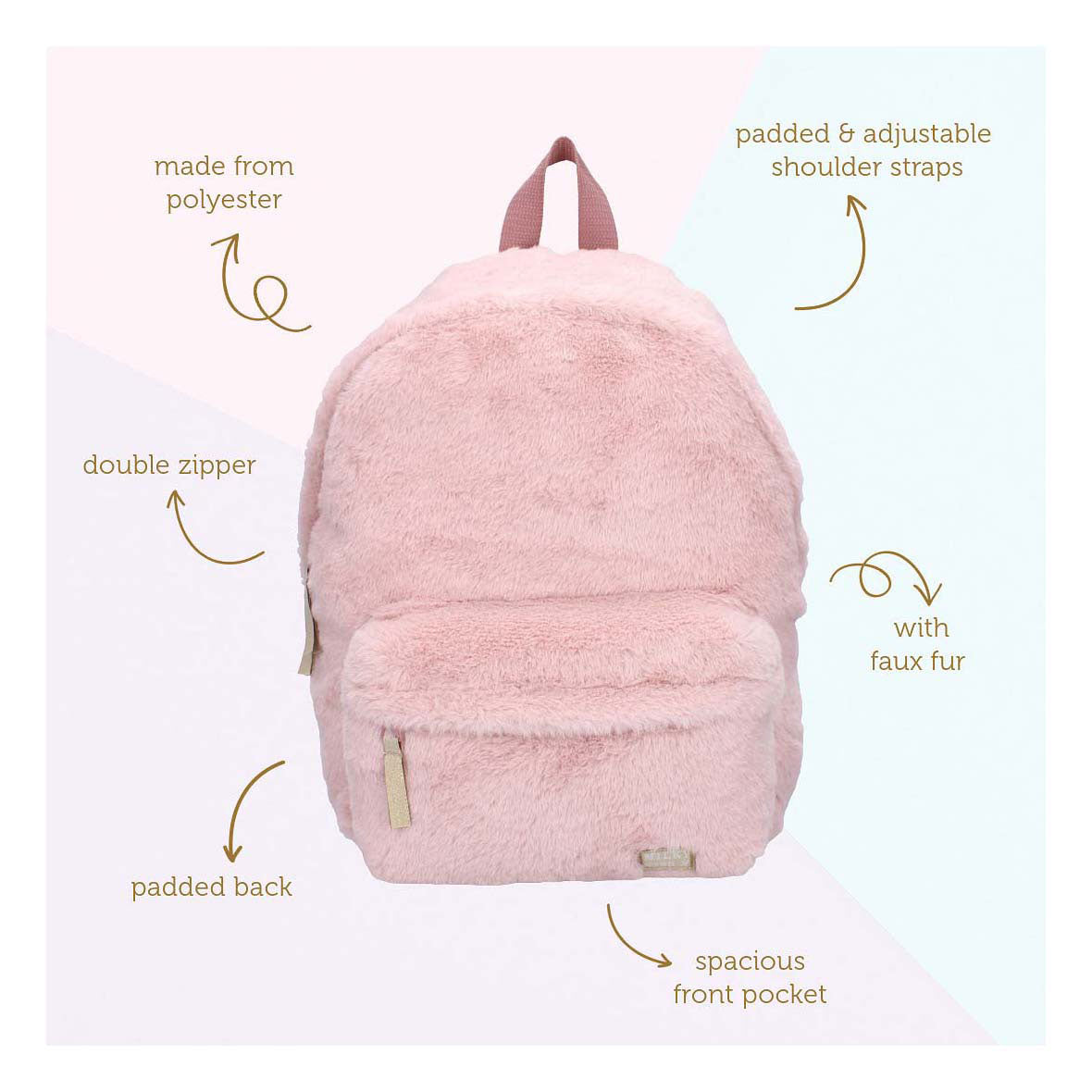 Mochila de beso lácteo el factor wow rosa 37 x 26 x 12 cm