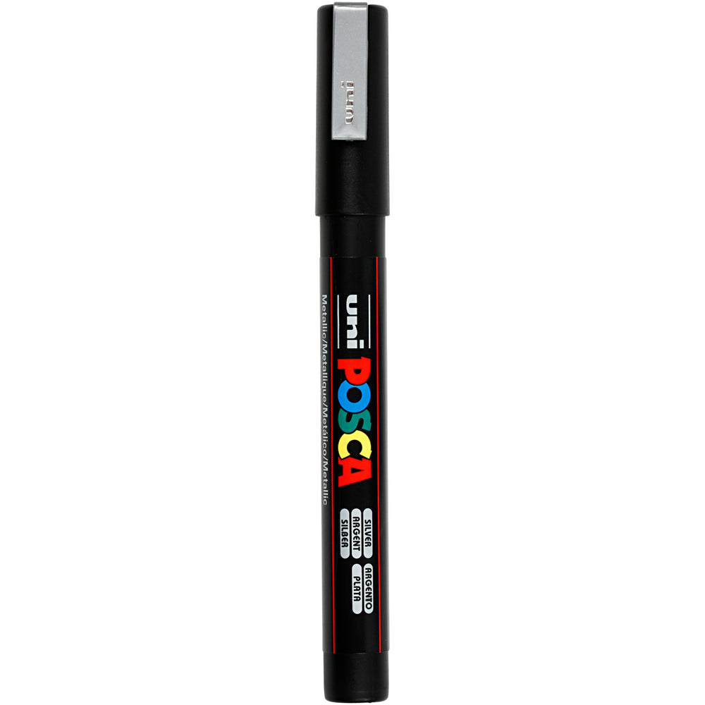 Uni-posca posca marker, size pc-3m, line width 0.9-1.3 mm, fine, silver, 1 piece