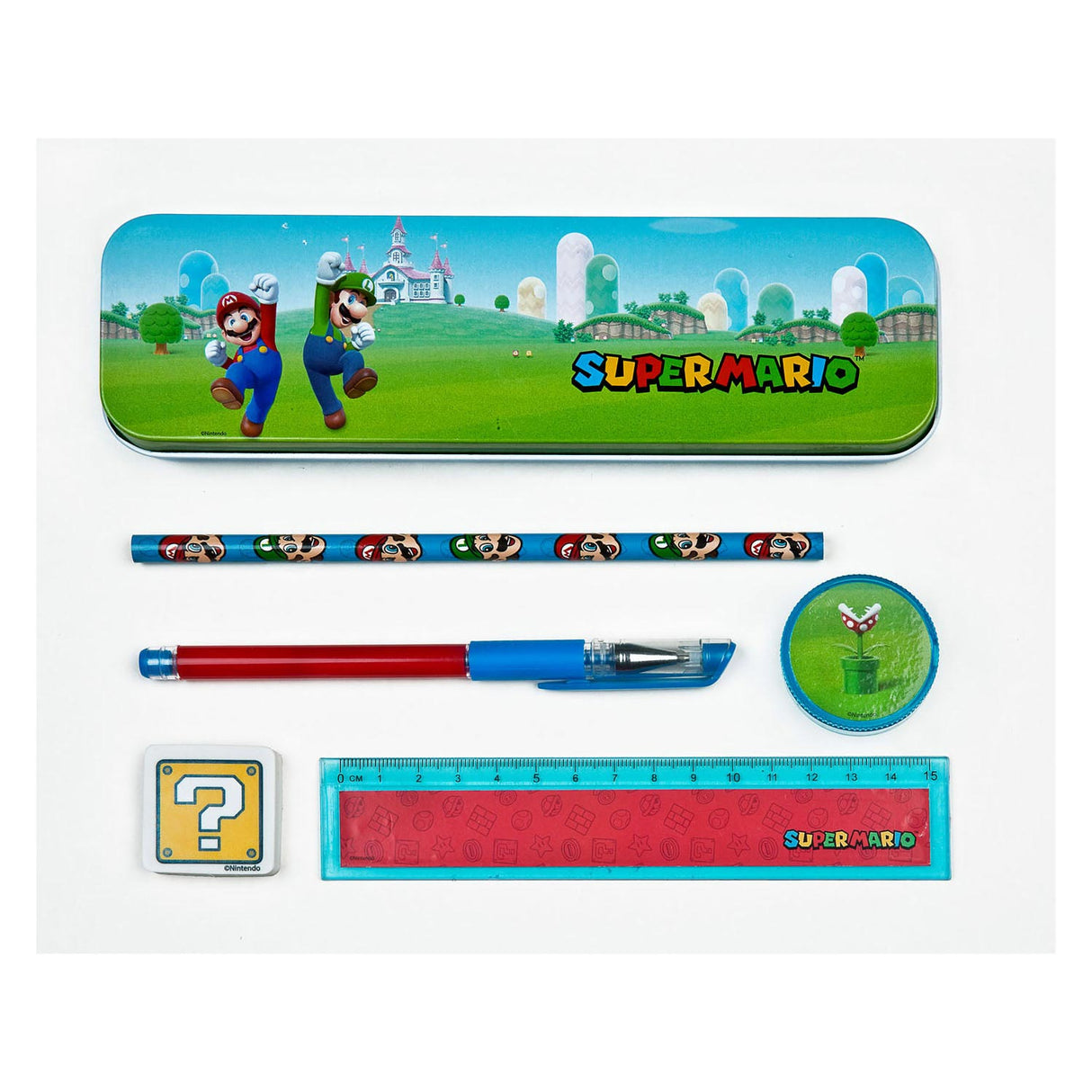 Super Mario Schoolset in Tin, 7pcs.
