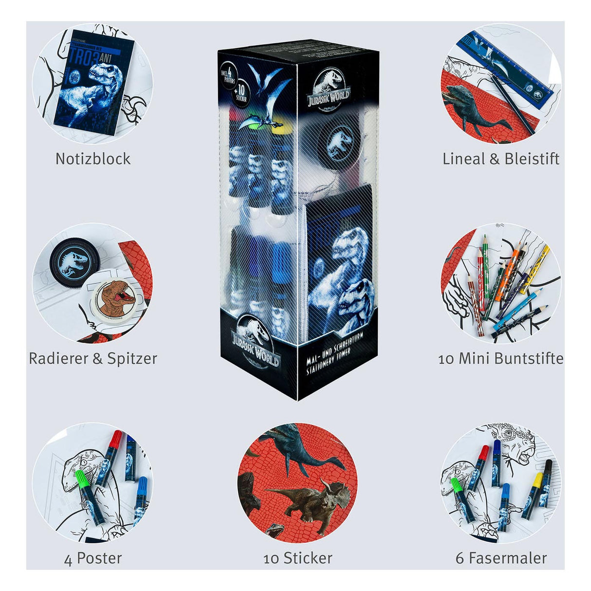 Jurassic World Stationery Tower Set, 35pcs.