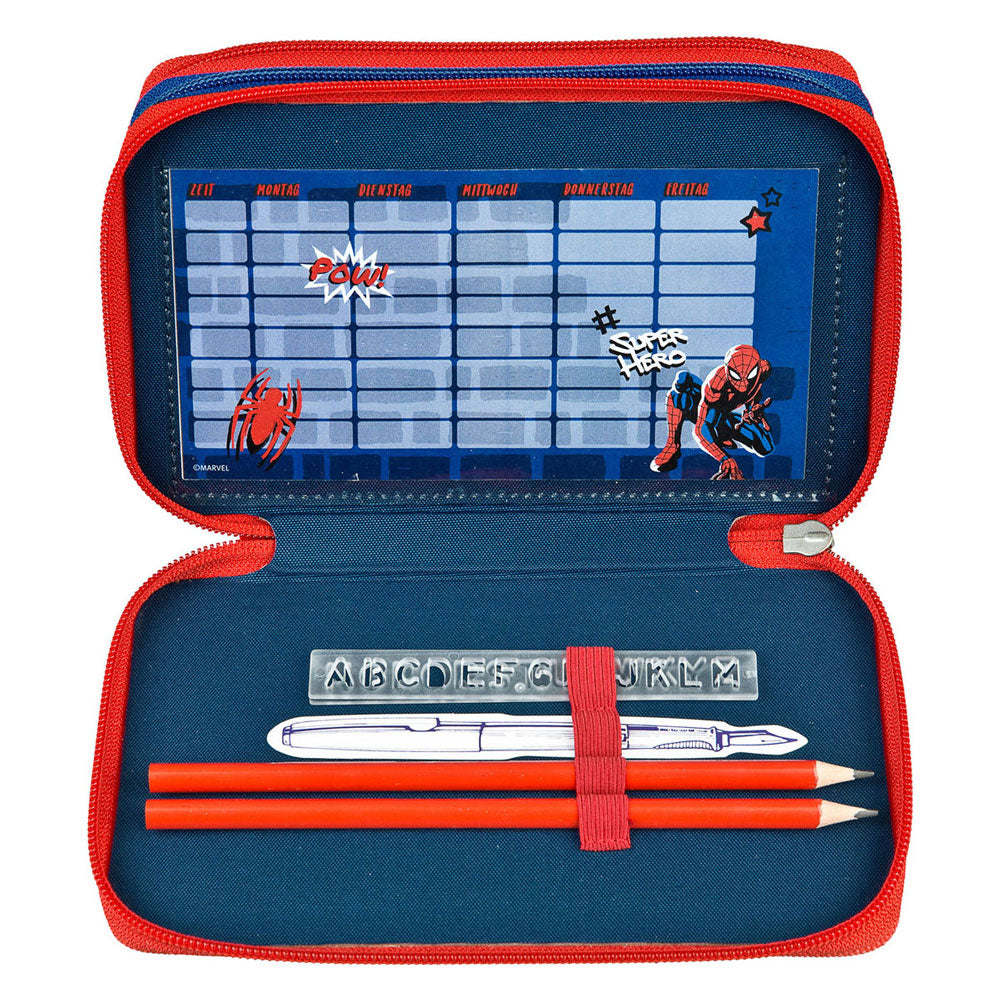 Undercover 3-compartment filled pencil case spiderman
