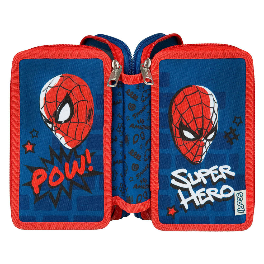 Undercover 3-compartment filled pencil case spiderman