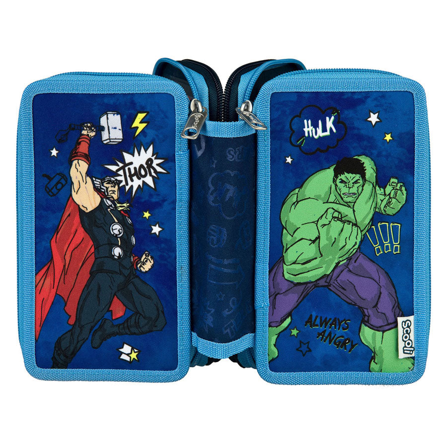 Slaptas 3 skyrių užpildytas pieštukų dėklas Avengers