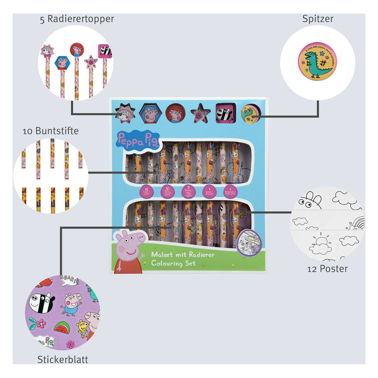 Set di colori sotto copertura con Gummen Peppa Pig, 29dlg.