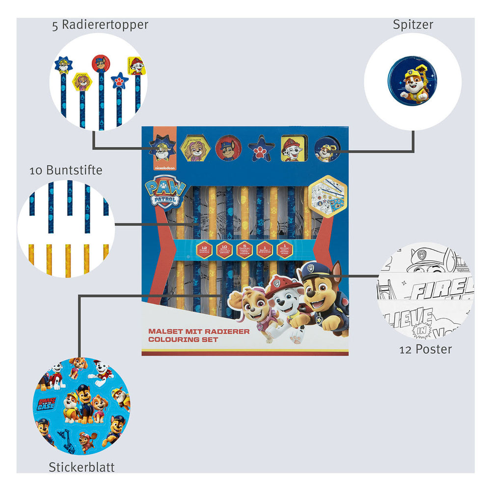 Undercover kleurset met erasers paw patrol, 29dlg.