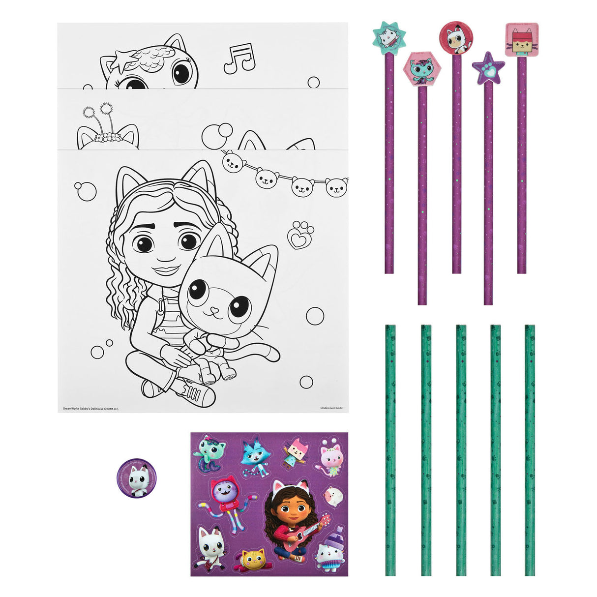 Undercover coloring set with erasers gabby's dollhouse, 29dlg.