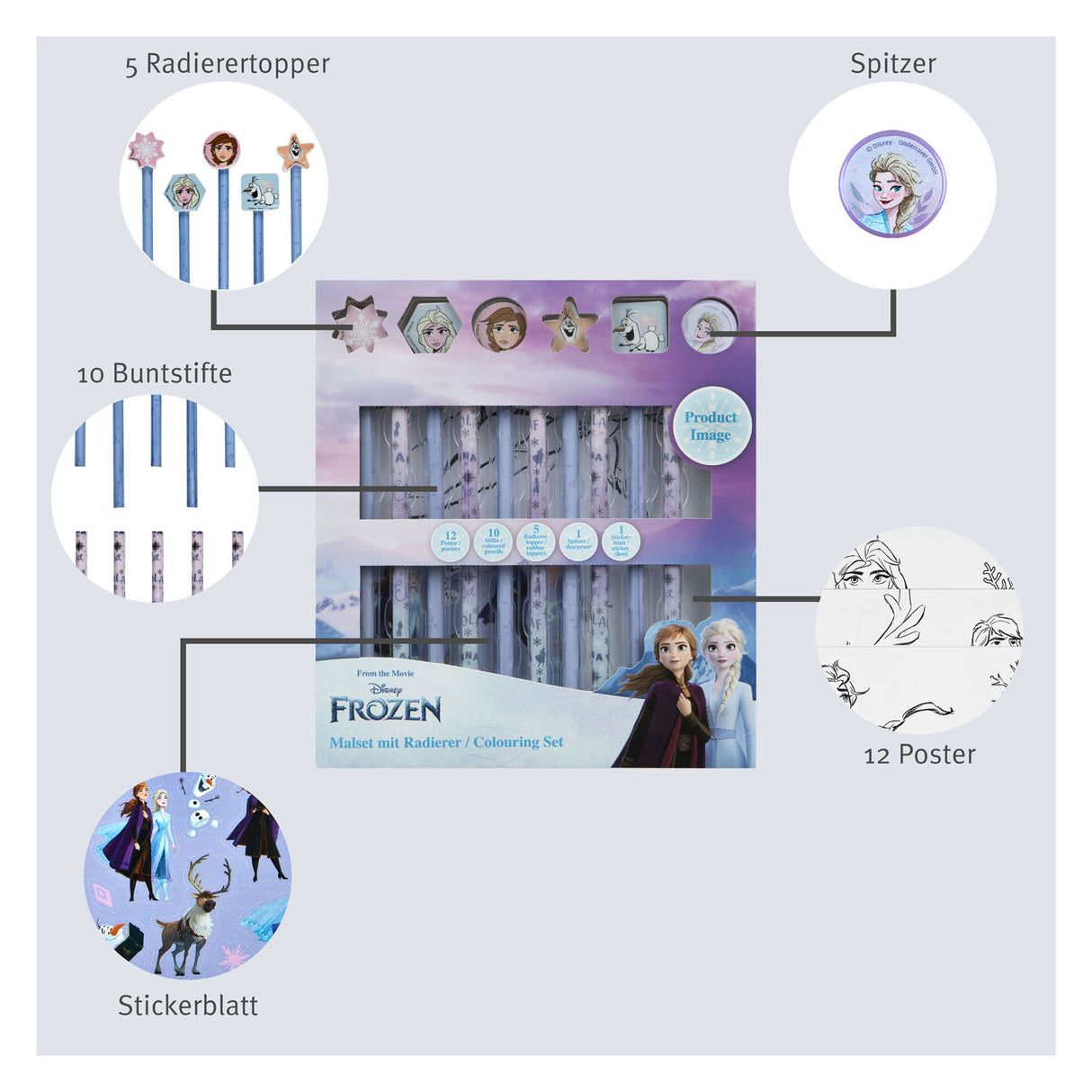 Undercover coloring set with erasers frozen, 29dlg.