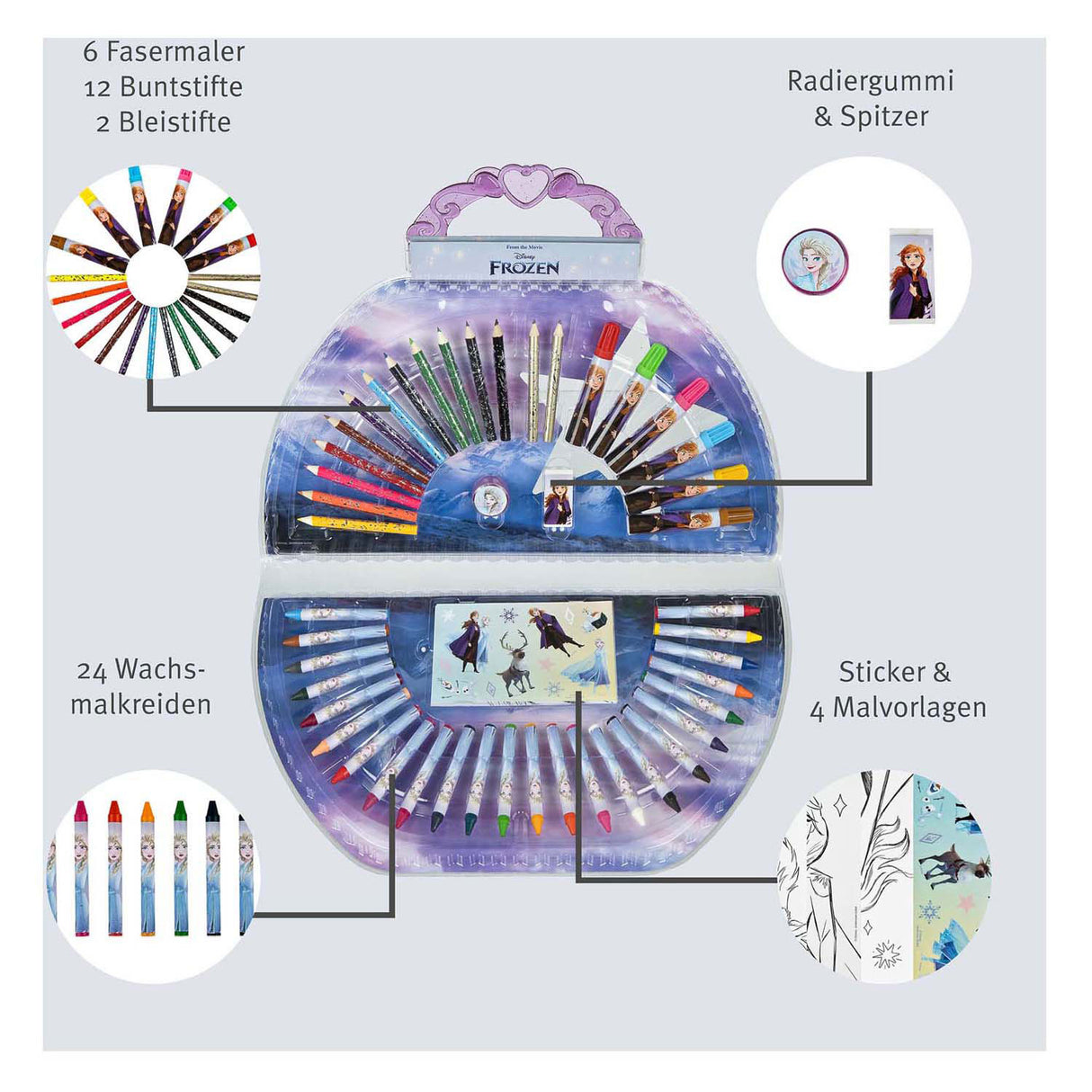 Undercover coloring case Disney Frozen, 51 pcs