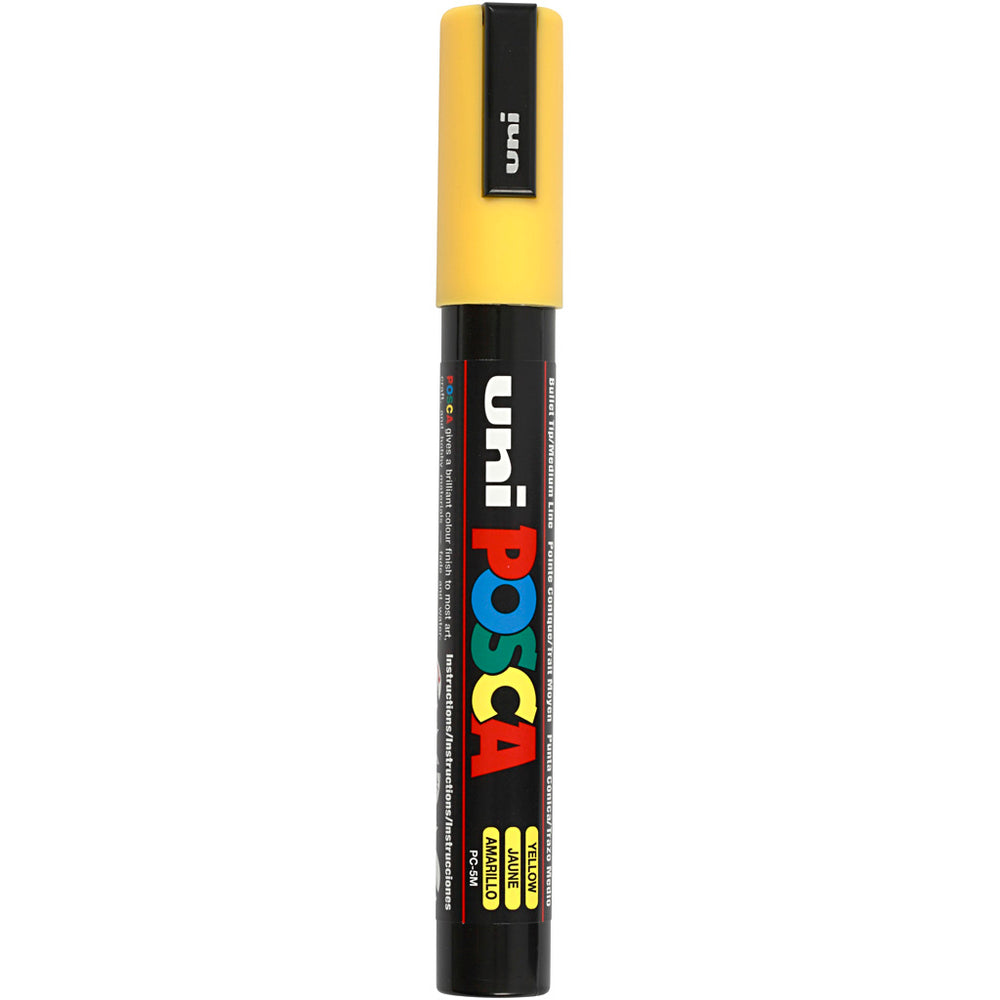 Uni-posca posca marker, size pc-5m, line width 2.5 mm, medium, yellow, 1 piece