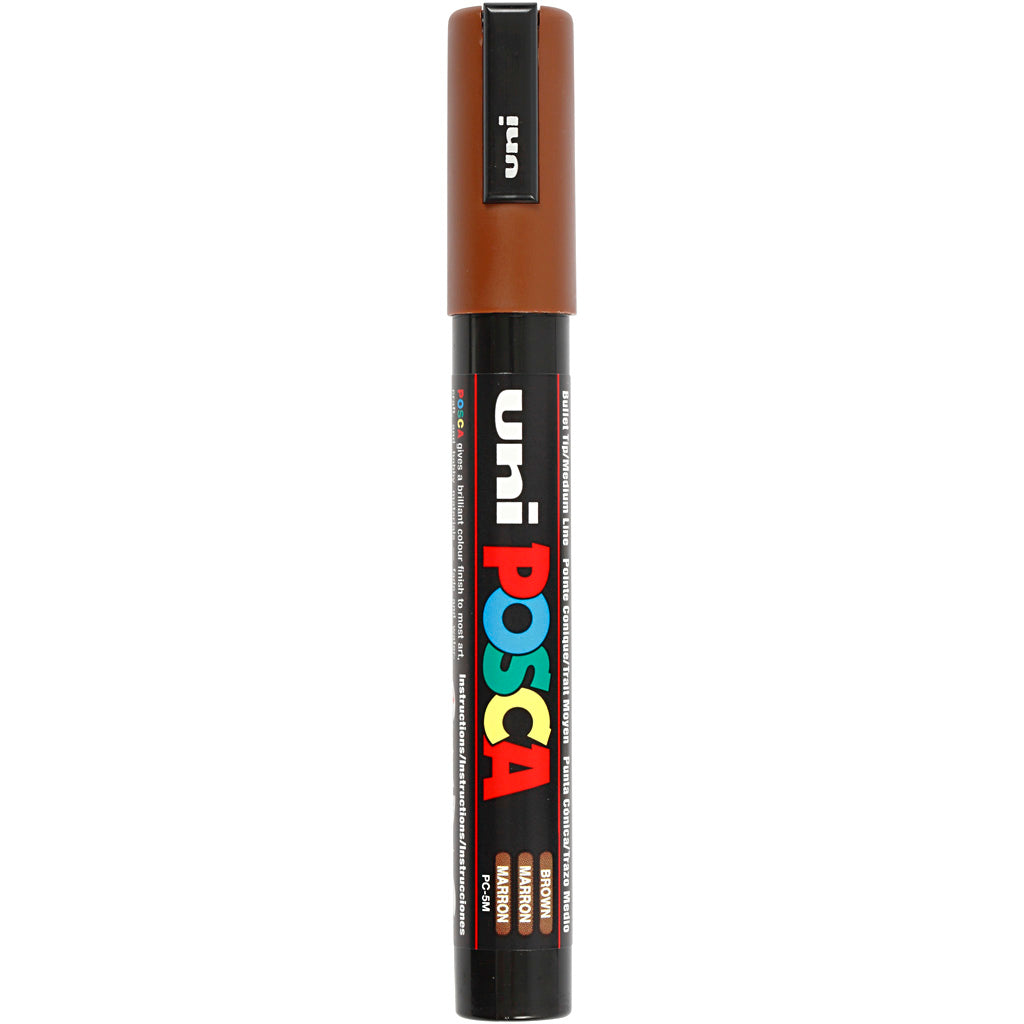 Uni-posca posca marker, size pc-5m, line width 2.5 mm, medium, brown, 1 piece