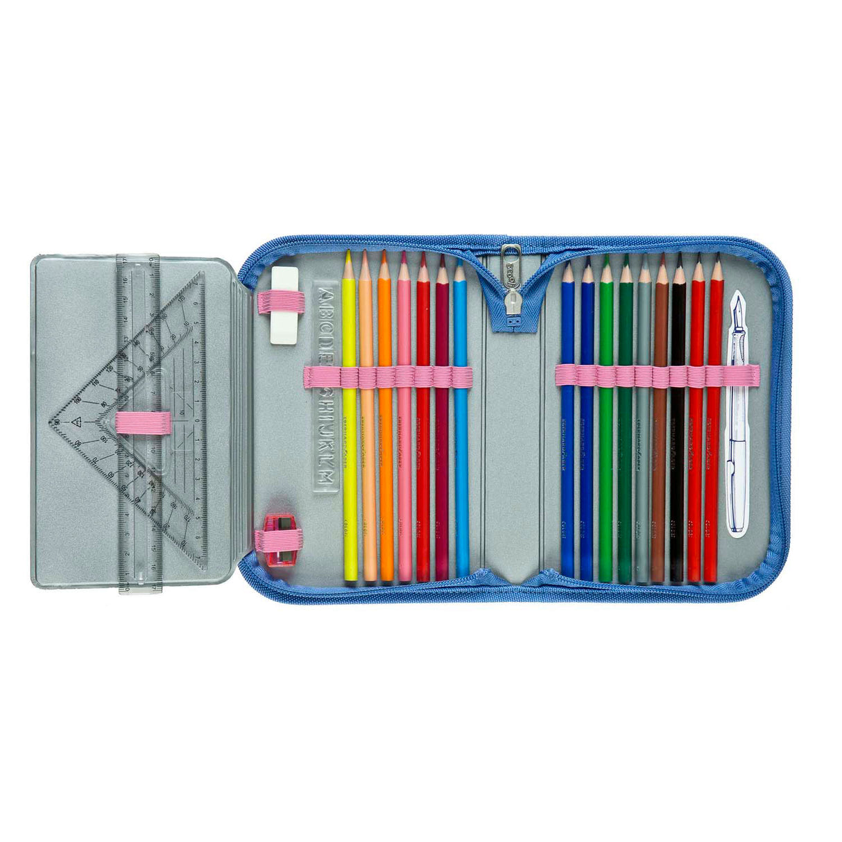 Undercover stitch filled pencil case