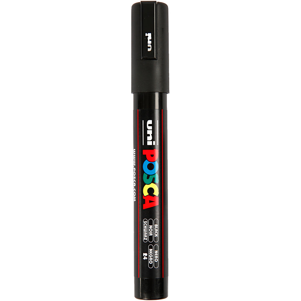 Uni-posca posca marker, size pc-5m, line width 2.5 mm, medium, black, 1 piece