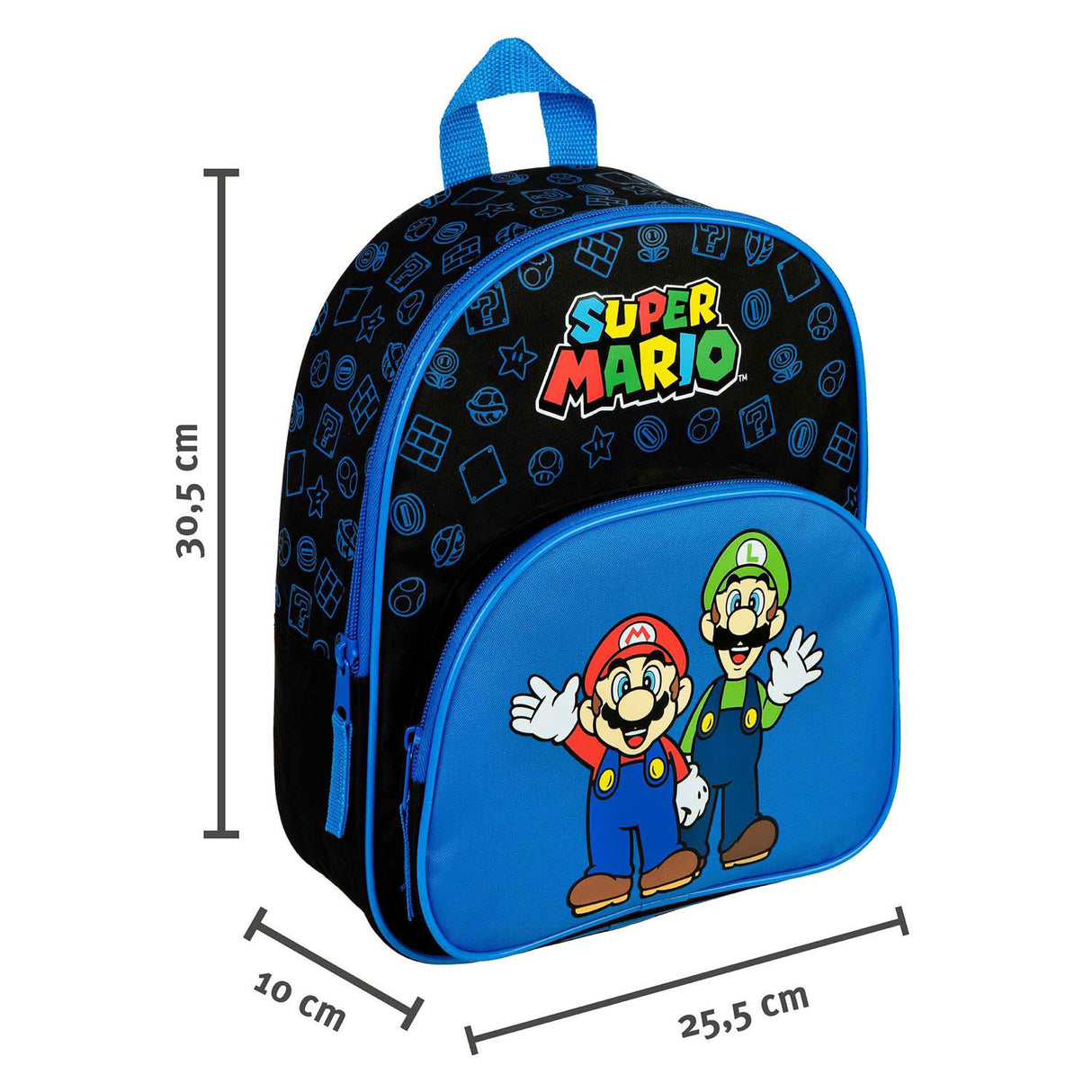 Mochila encubierta con bolsillo delantero azul Super Mario