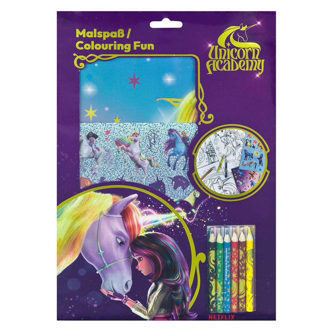 Undercover Unicorn Academy coloring set with stickers and pencils
