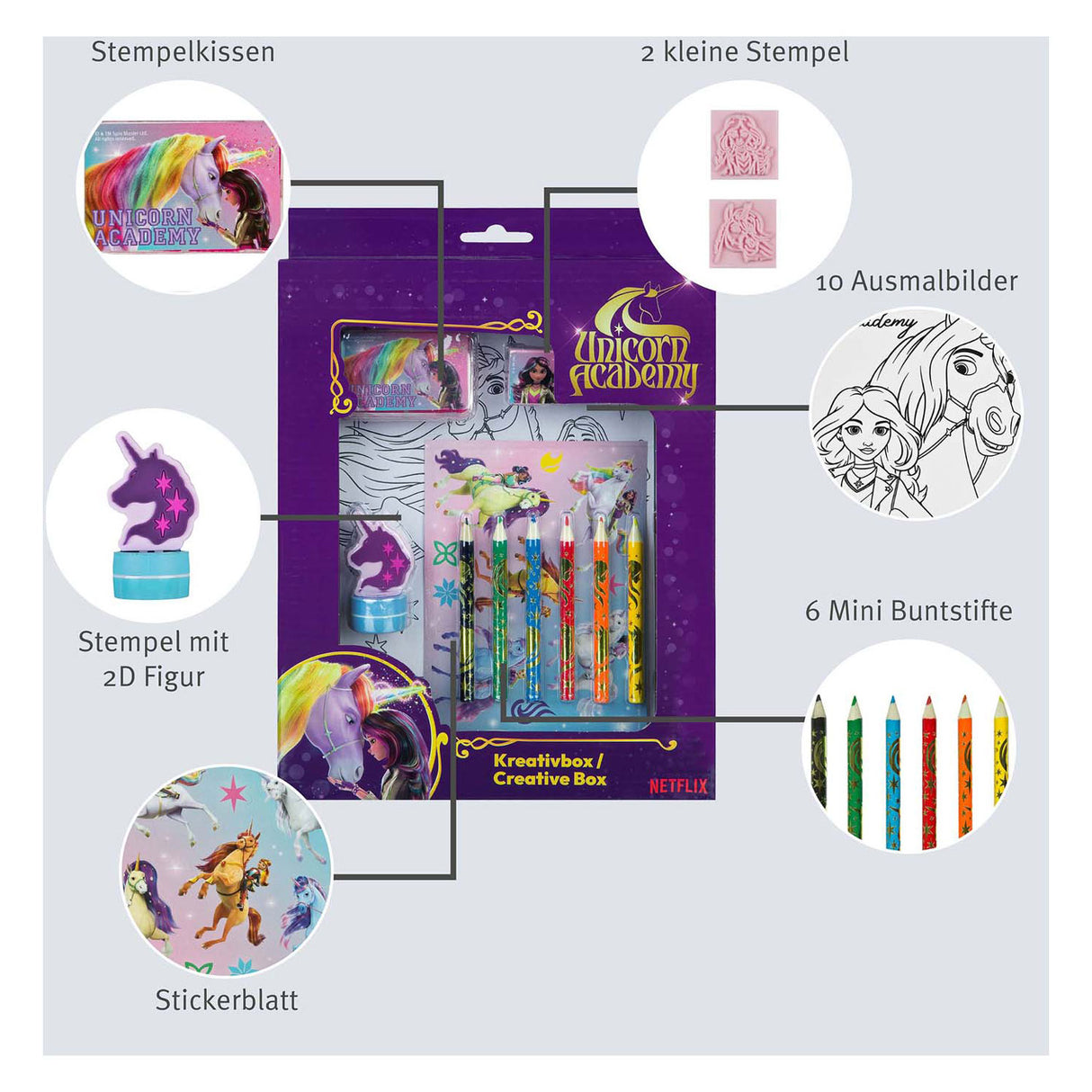 Undercover unicorn academy craft box, 21 pieces