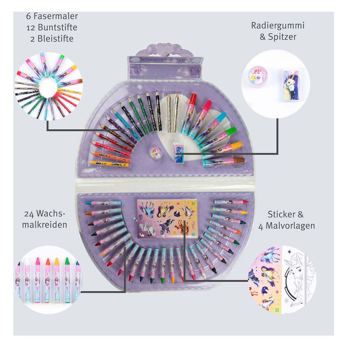 Undercover unicorn academy coloring case, 51 pcs
