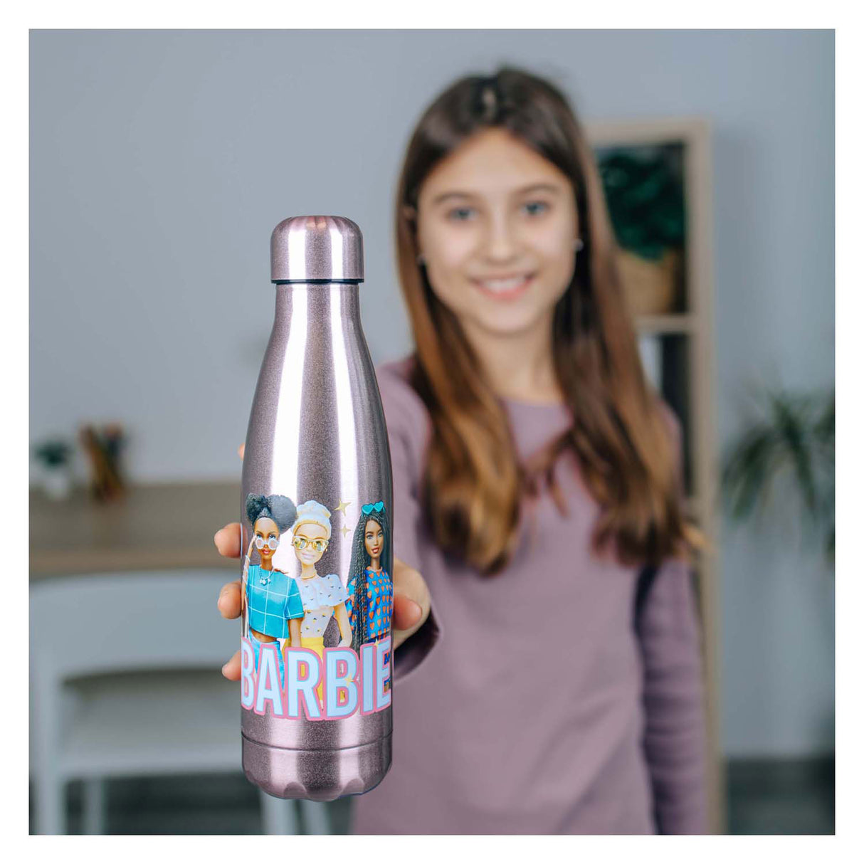 Botella Barbie Undercover de acero inoxidable, 450 ml.