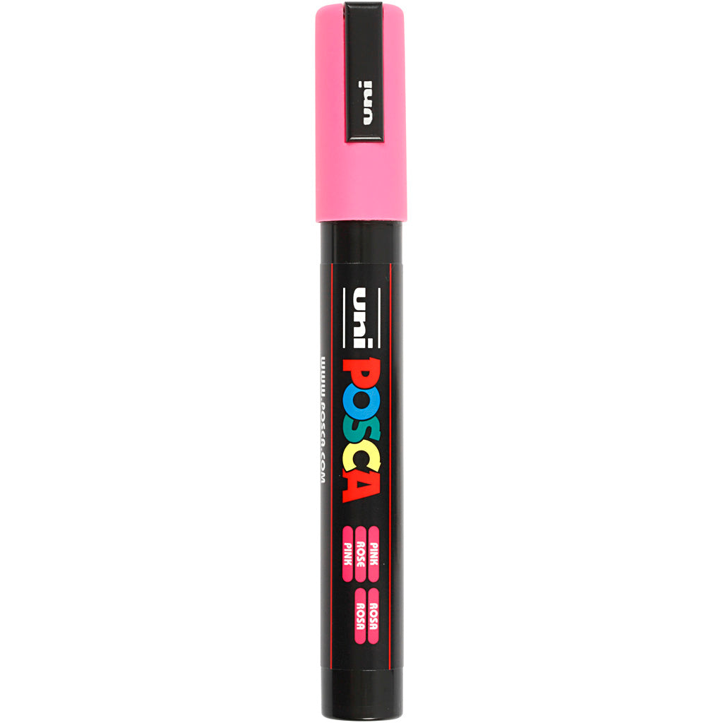 Uni-posca posca marker, size pc-5m, line width 2.5 mm, medium, pink, 1 piece