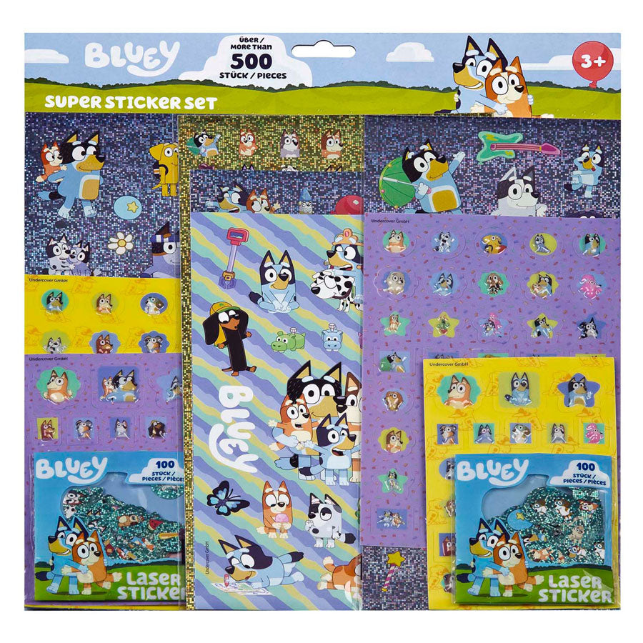 Undercover super sticker set bluey - 500+st.