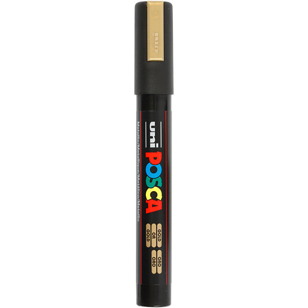 Uni-posca posca marker, afm pc-5m, lijndikte 2,5 mm, medium, goud, 1 stuk
