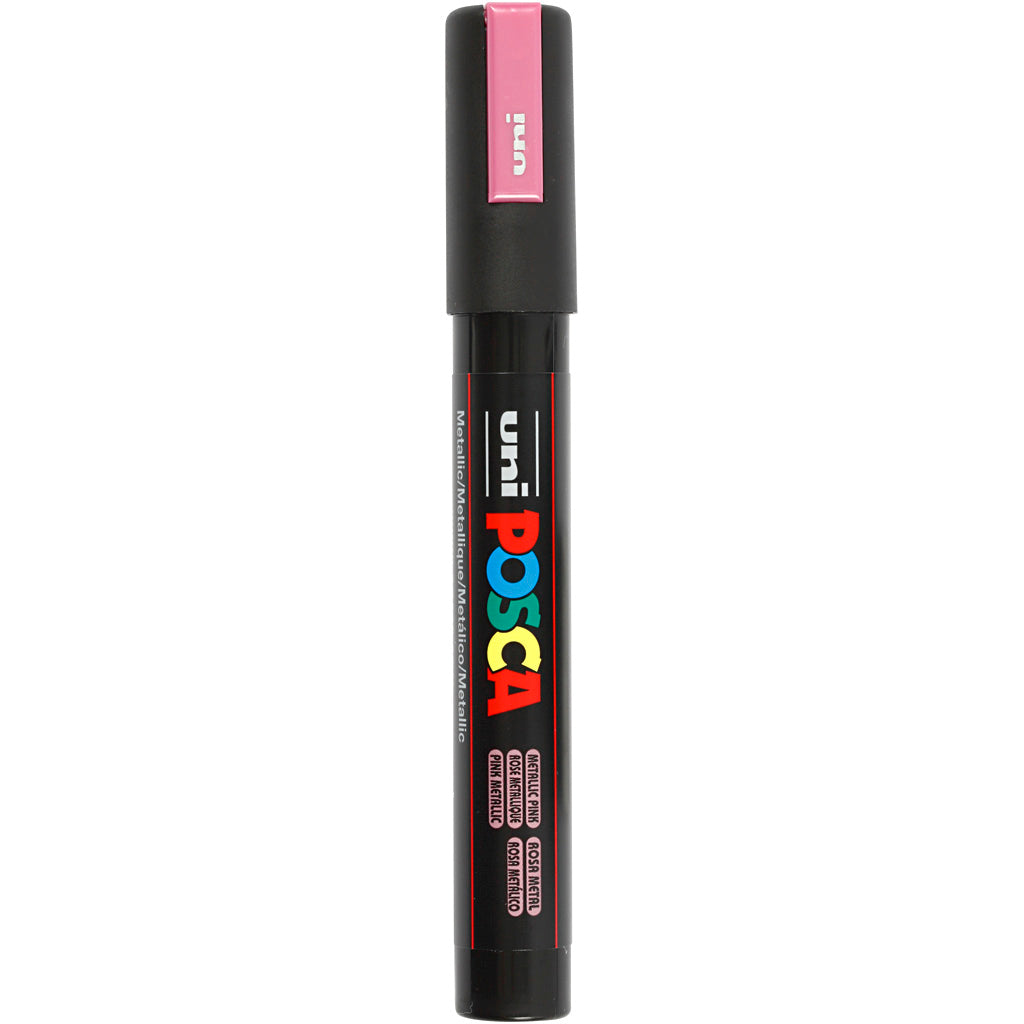 Uni-posca posca marker, afm pc-5m, lijndikte 2,5 mm, medium, metallic pink, 1 stuk