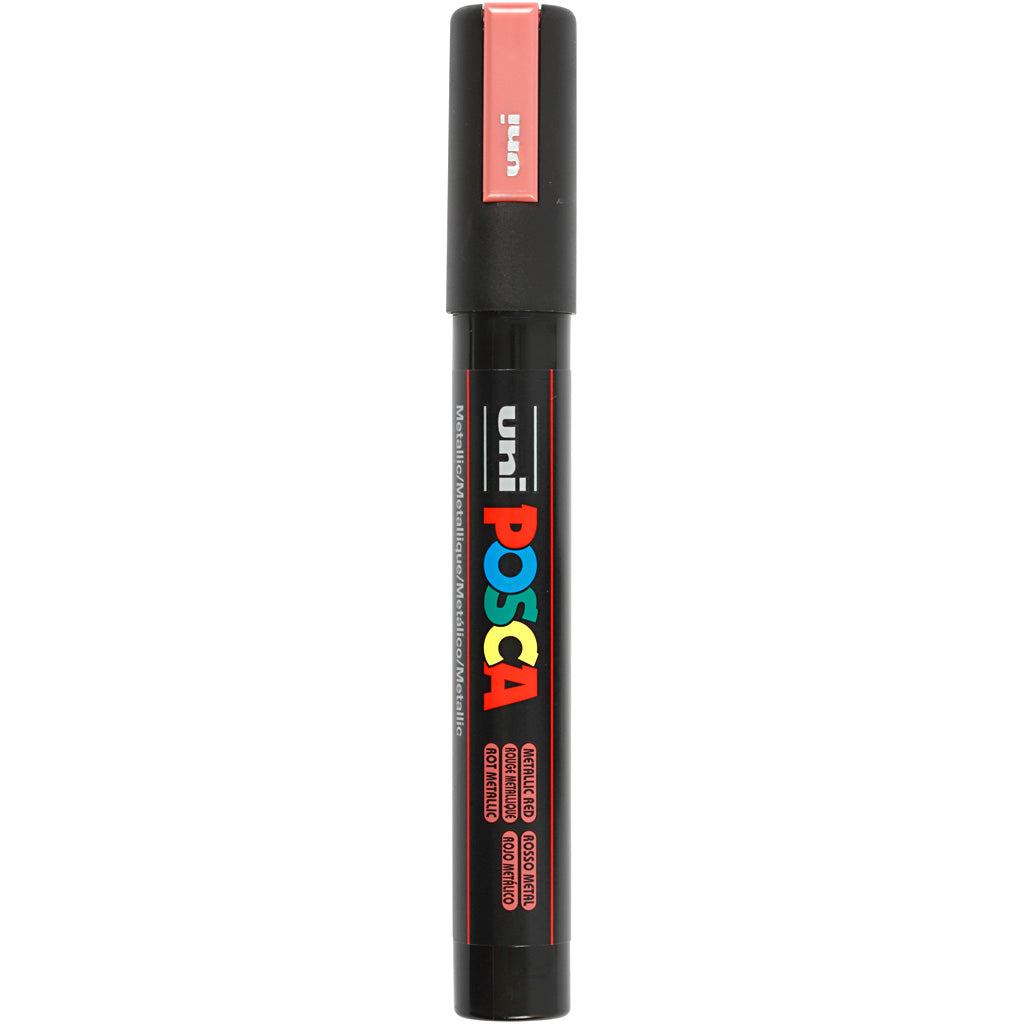 Uni-posca posca marker, afm pc-5m, lijndikte 2,5 mm, medium, rood metallic, 1 stuk