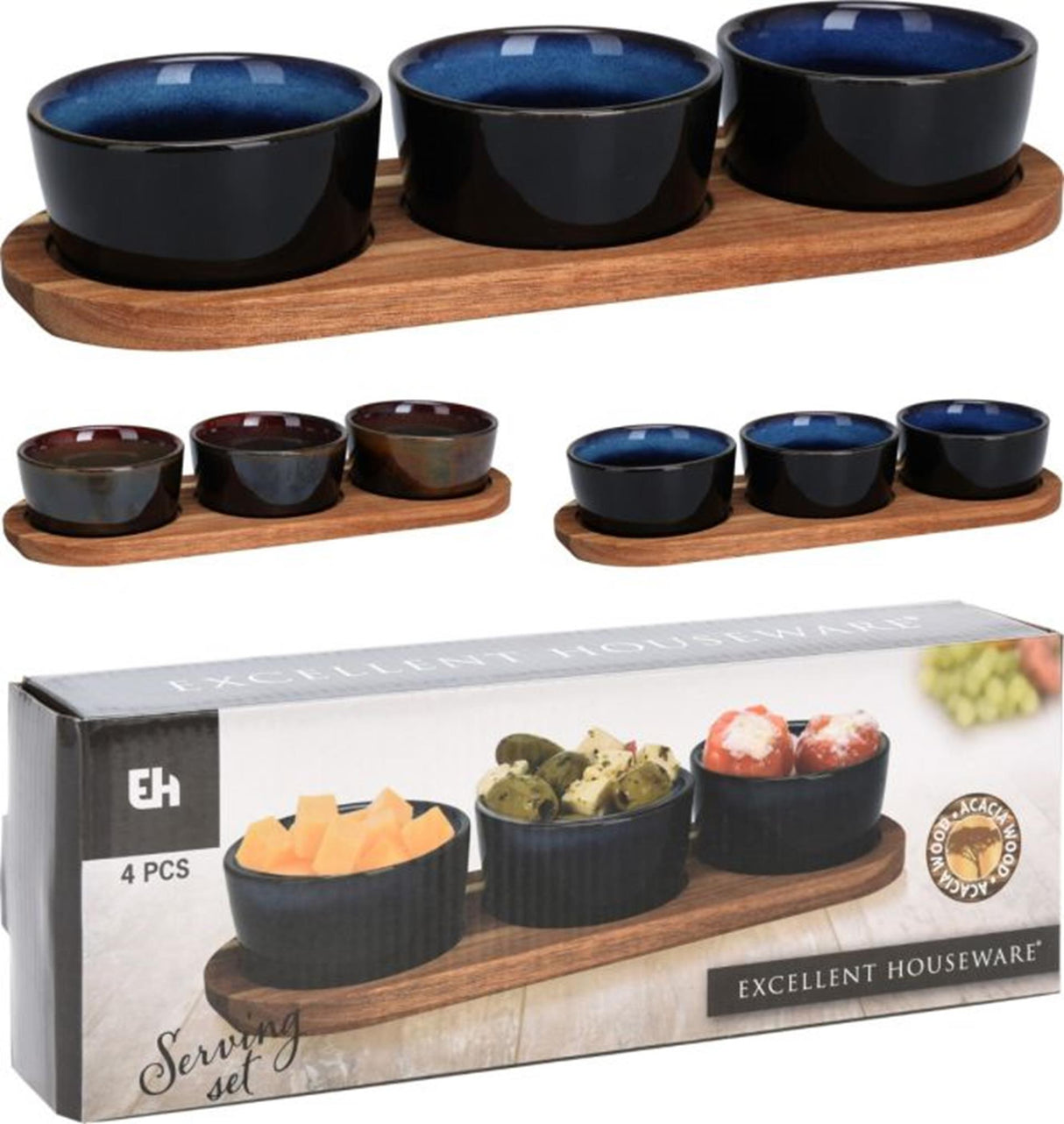 Excellent houseware serveerset op plank 4-delig