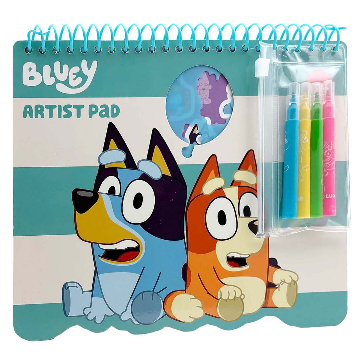 Bluey coloring block with stencils and templates