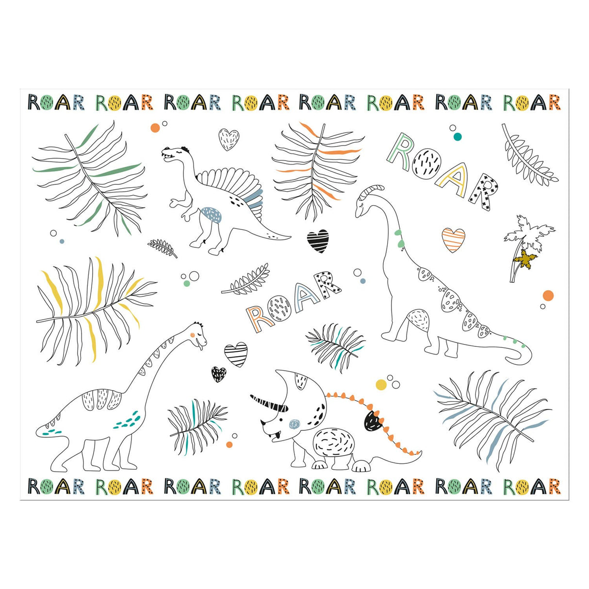 Farvelægning PLACEMAT DINO ROARS, 6ST.