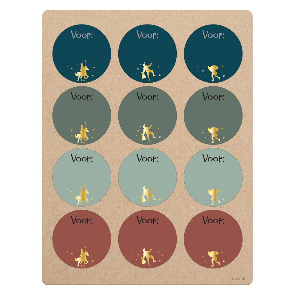 Gift Name Stickers Saint Nicholas and Black Pete, 12 pcs.