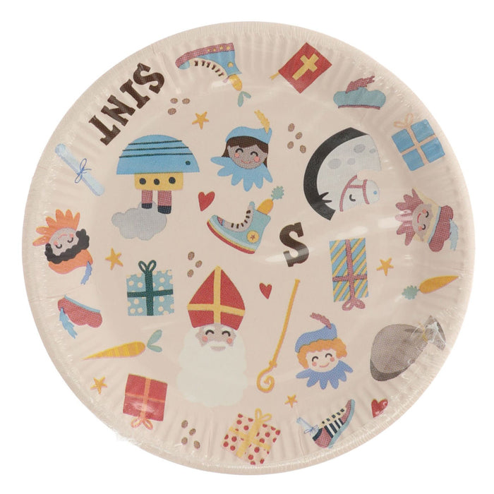 Folat bv plates Santa and Piet, 8 pcs.