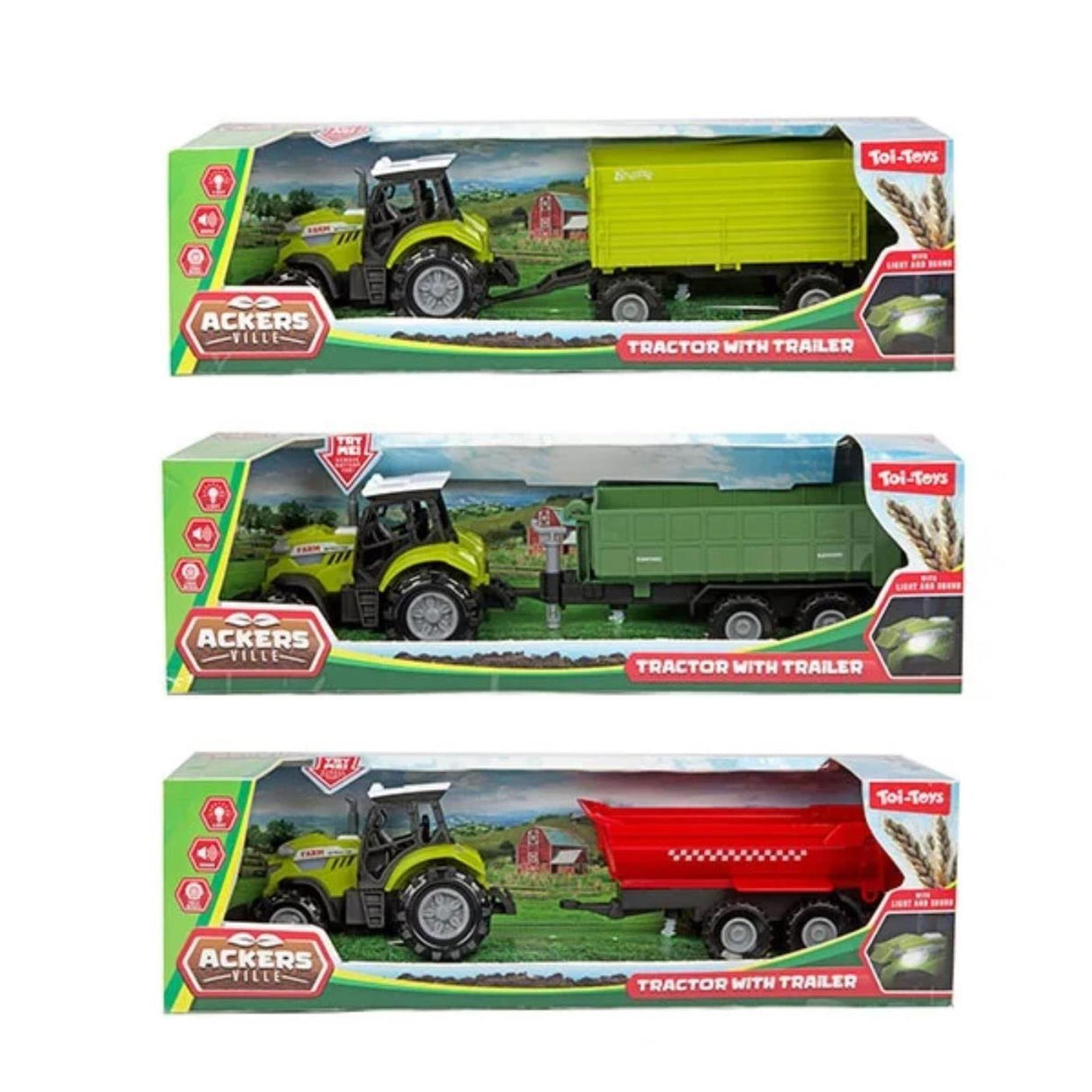 Toi-toys tractor ackers ville con remolque + luz y sonido surtidos