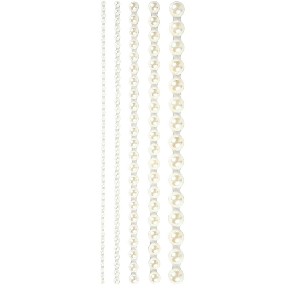 Half Adhesive Pearls White 2-8mm, 140pcs.