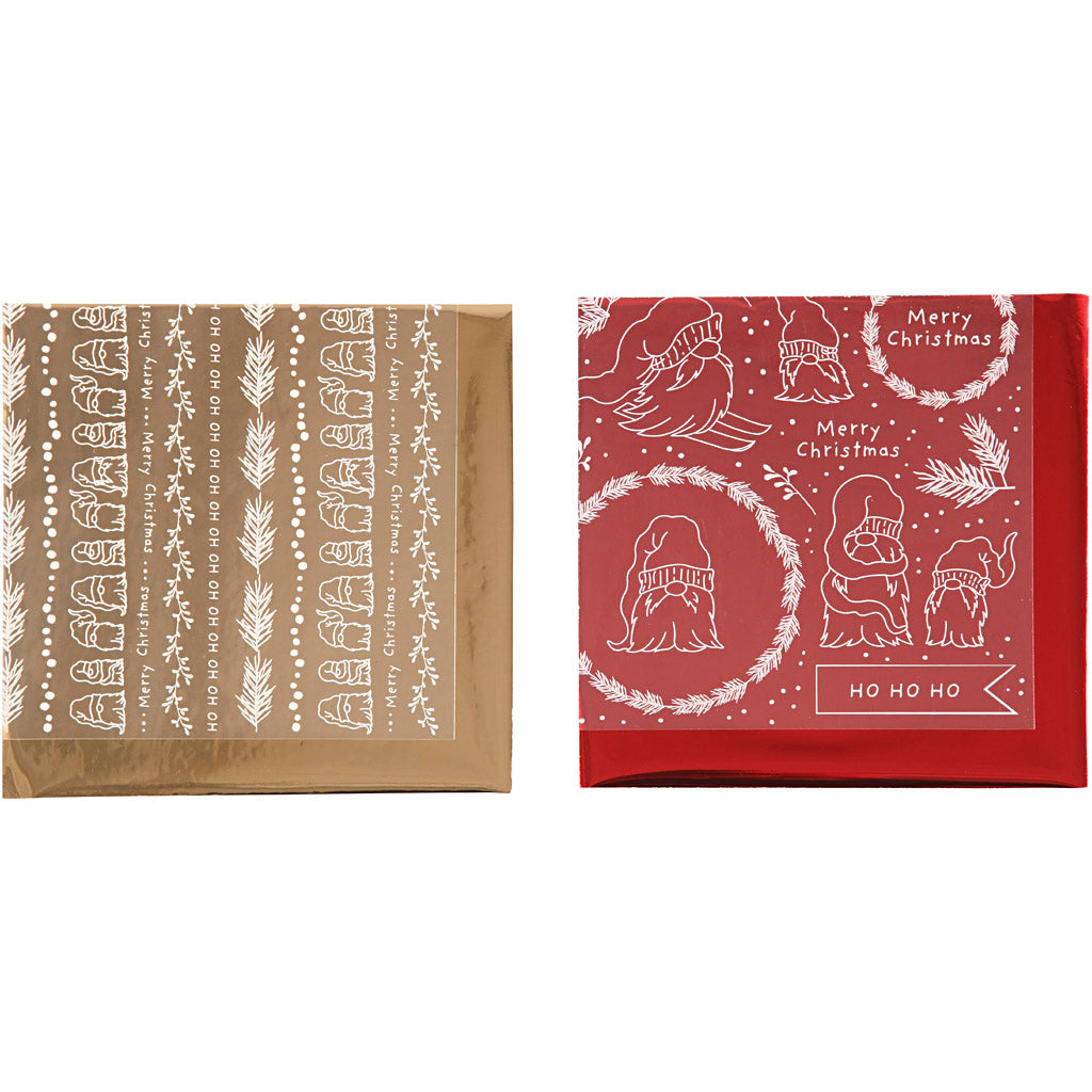 Creativ company deco foil and transfer sheet, traditional Christmas, sheet 15x15 cm, gold, red, 2x2 sheets 1 box