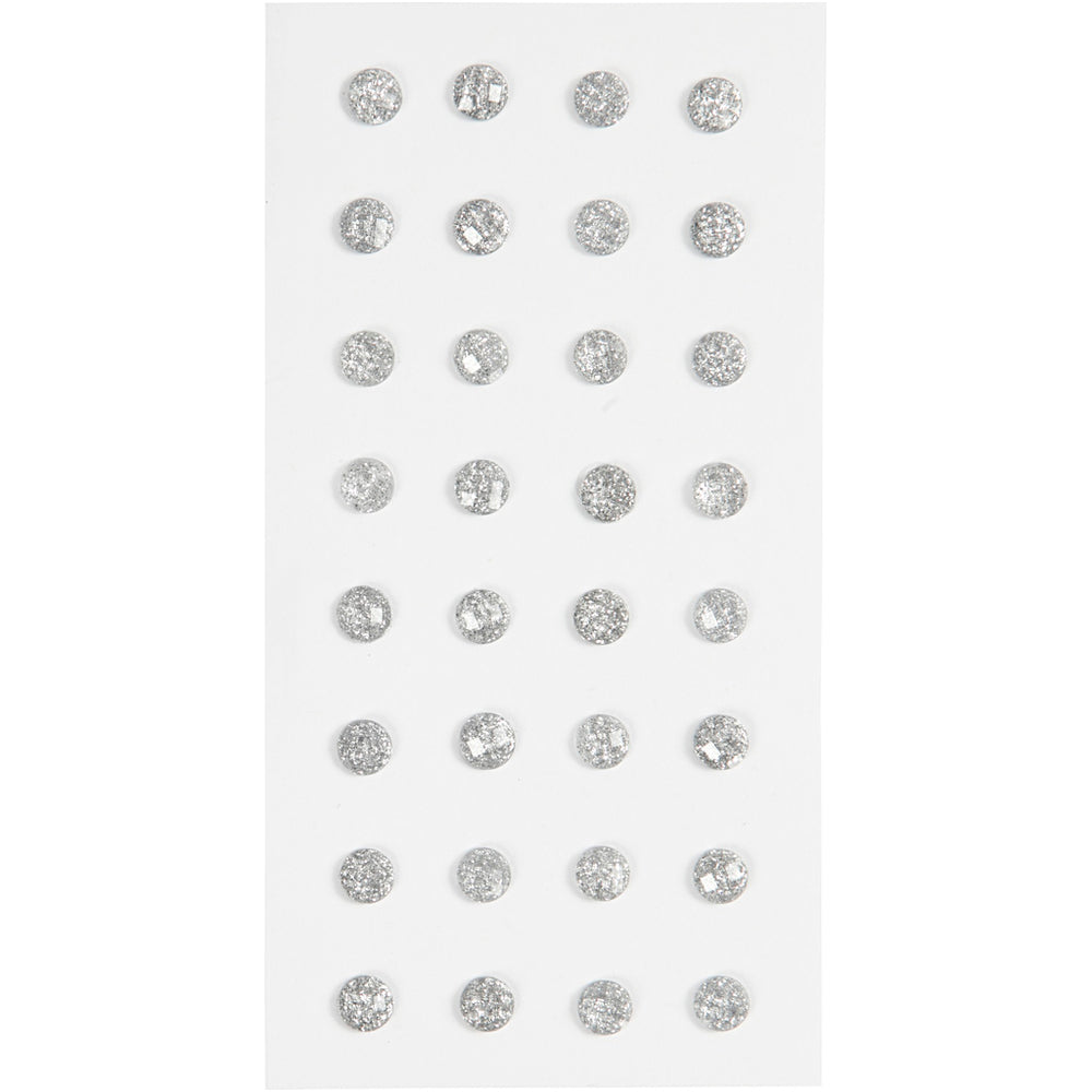 Creativ company rhinestones, d 8 mm, silver, 32 pieces 1 box