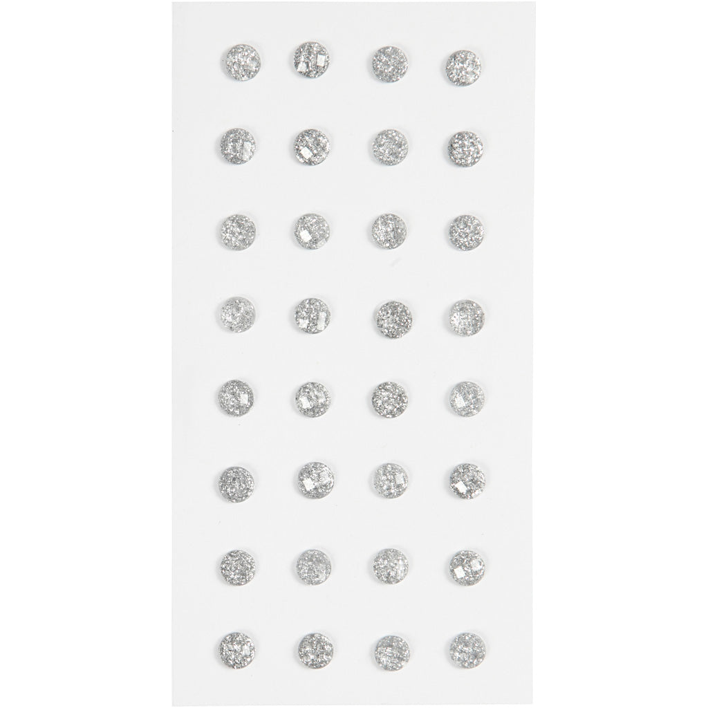 Creativ company rhinestones, d 8 mm, silver, 32 pieces 1 box