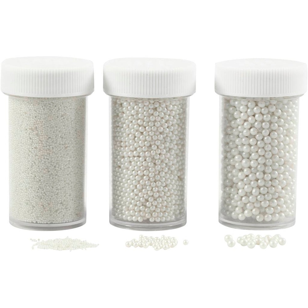 Creativ company mini stones of glass, size 0.6-0.8 + 1.5-2 + 3 mm, mother of pearl, 3x45 gr 1 box